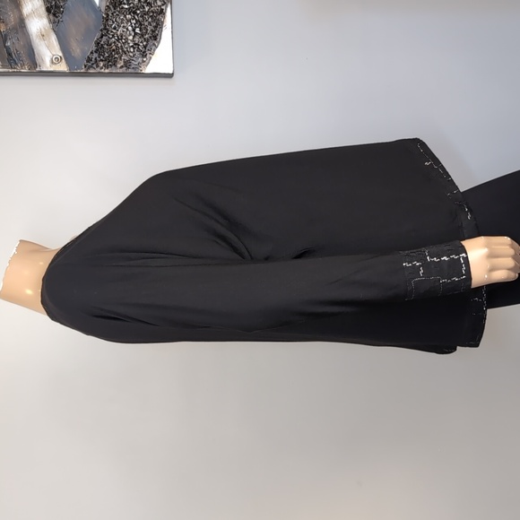 Red Coral TSC Wrap Tunic Top Womens Size Large Black Metallic Lace Relaxed Fit - Picture 9 of 12